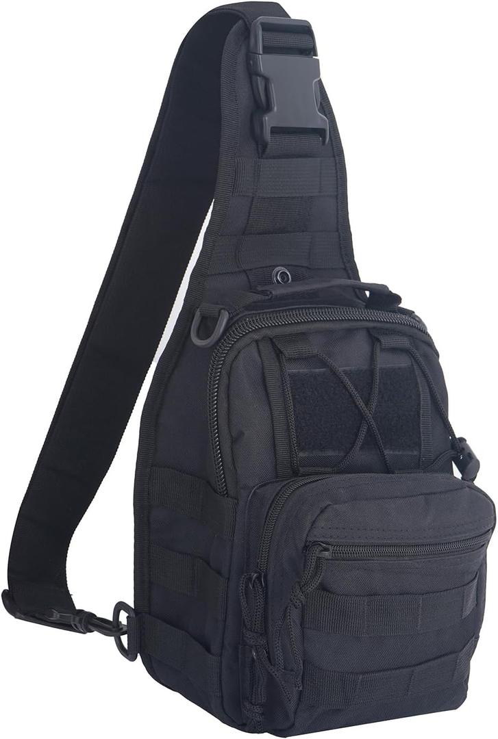 FAMI Outdoor Tactical Bag Backpack, Military Sport Bag Pack Sling Shoulder Backpack Tactical Satchel for Every Day Carry (Black)