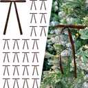 2 x 24 Pcs Deep Brown Velvet Bows Ornaments for Christmas Tree, Vintage Rustic Velvet Christmas Bows Tree Decorations, Indoor Home Decor for Wreath Mantle Gift Wrap Holiday Decor, 3/8'' W, 5 * 7 inch