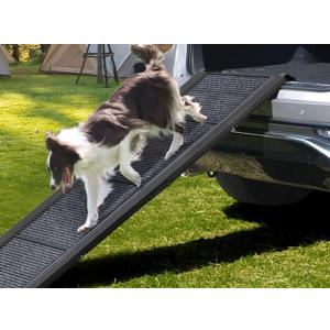 Dog Ramp for Car Wide 63" L x20 W Folding Portable Pet Stair Ramp with Non-Slip Rug Surface, Extra Wide Dog Steps for Medium & Large Dogs Up to 270LBS Enter a Car, SUV & Truck, Gery and Black