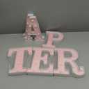 Set of 6 Pink Tea Party Decoration 8.6 Inch Glitter Partea LED Marquee Light up Sign Battery Powered Alphabet Letter Sign for Table Centerpieces Bedroom Birthday Wedding Party Supplies