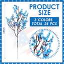 Lyrow 24 Pcs Red Blue White Patriotic Artificial Flowers 4th of July 250th Anniversary Table Centerpieces Decor Fake Babys Breath Pick Stems Floral Arrangement for Veterans Memorial Day Home Outdoor