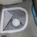 Bedsure Cat Beds for Indoor Cats - Large Cat Cave for Pet Cat House with Fluffy Ball Hanging and Scratch Pad, Foldable Cat Hideaway, 16.5x16.5x13 inches, Grey