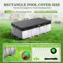 UIRWAY 7x10 FT Rectangular Pool Cover with Reflective Strips, Swimming Pool Covers for Above Ground Pool, Solar Cover Including Rope Tie and Luminous Ground Nails for Rectangular or Oval Pools