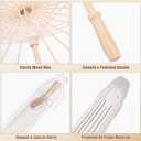 Aodaer 24 Packs Wedding Paper Umbrellas White Hand Fans with Thank You Tags Organza Bags 33 Inch Decorative Oiled Umbrellas Chinese Japanese DIY Parasol Painting Crafts for Wedding Bridal Party Decor