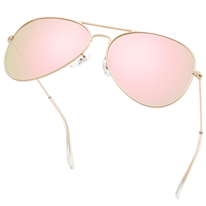 livho Sunglasses for Men Women Aviator Polarized Metal Mirror UV 400 Lens Protection (Rose Gold)