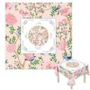 Hillsuren Mahjong Tablecloth 55" x 55" Elegant Bird Cute Floral Flower Polyester Square Instructional Design with Rules for Family Game Night Party Favor Supplies(Elegant)