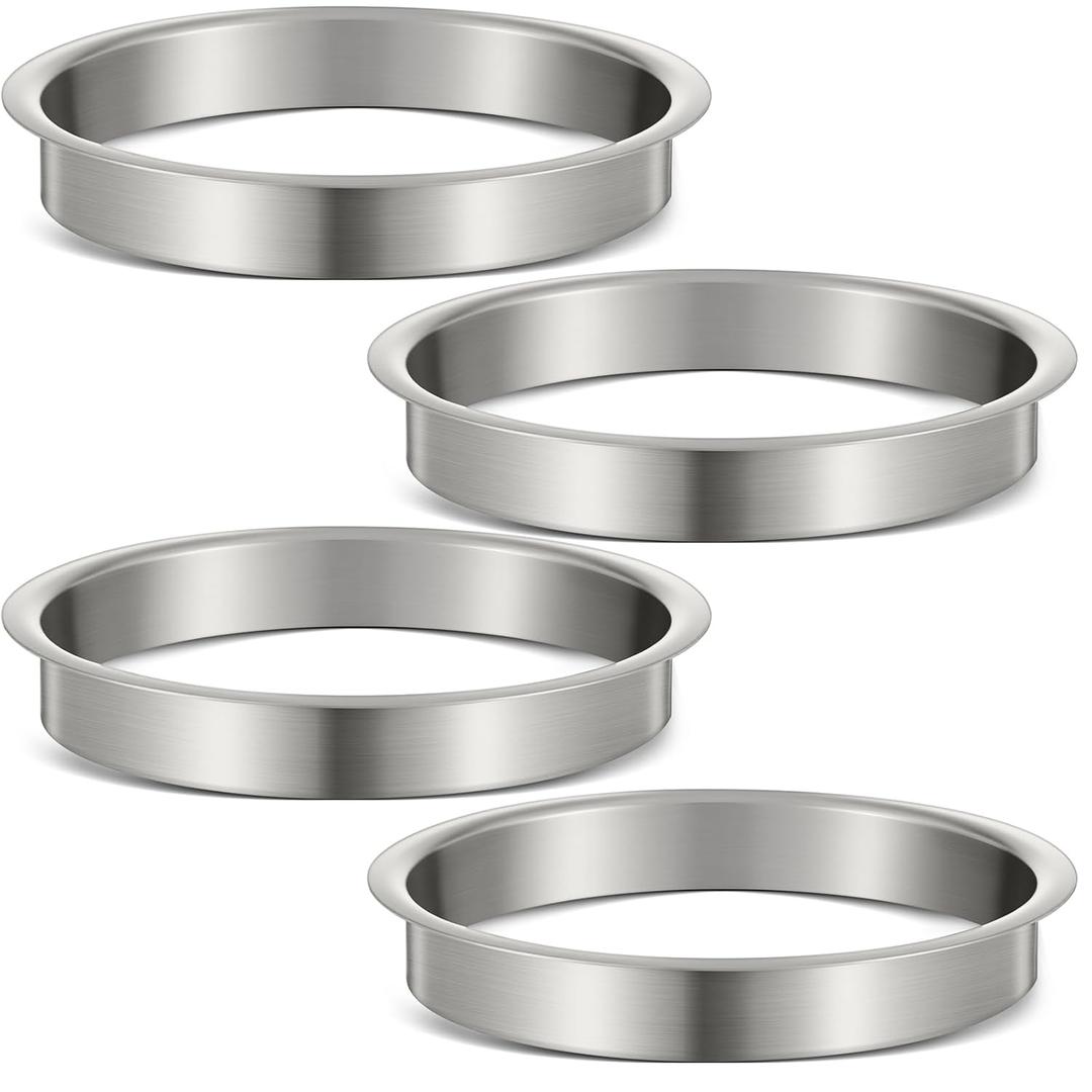 Honeydak 4 Pieces 6" (Nominal) Diameter x 1" Height 304 Polished Stainless Steel 6" x 1" Trash Grommets for Countertop Inserted Trash Kitchen Cabinet Counter Bin, Ease to Install