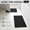 MIULEE Set of 2 Ultra Thin Bathroom Rugs, Rubber Bath Mats for Bathroom Non Slip, Quick Dry Absorbent Bath Rug Machine Washable, Fit Under Door, Shower, Sink, Halloween Decor, Black, 17"x27"+20"x32"