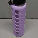 MUKOKO Glass Water Bottles, 32oz Glass Tumbler with Straw, Drinking Bottles with 2 Lids-Handle Spout Lid&Bamboo Straw Lid, Motivational Water Bottle with Time Marker and Silicone Sleeve, 1 Pack-Purple