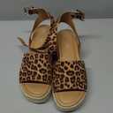 Soda Topic Open Toe Buckle Ankle Strap Espadrilles Flatform Wedge Casual Sandal (7, Oat Cheetah)