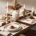 24-Piece Stoneware Reactive Glaze Dinnerware Set, Flared Plates & Bowls with Speckles & Spirals, Chip & Scratch Resistant Dishes, Dishwasher Safe, Service for 8, Gift Box, Shell Beige