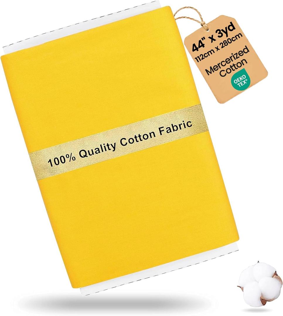 Craftido-19 Options-100% Cotton Fabric by The Yard in Solid Color 44Wide by 3yd (9 ft) -Medium Weight 5.2 oz-Soft Cotton for Quilting, Sewing, Crafts, Binding, Backing and Lining - Lemon