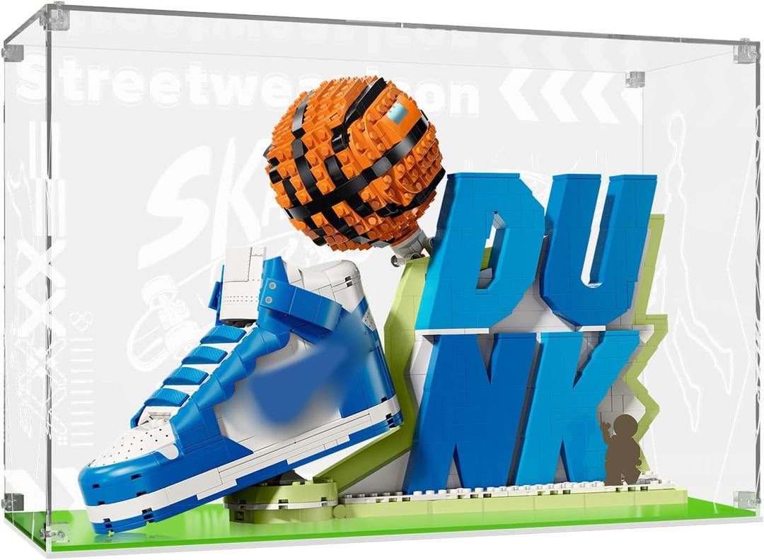 Acrylic Display Case Compatible with Lego Set x Nike Dunk, Dust-Proof Protective Showcase Box for Lego 43008(Only Case - Model Not Included)