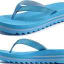 KuaiLu Women’s Flip Flops Ladies Yoga Mat Platform Thong Sandals Dressy Womans Lightweight Summer Slip On Beach Flip Flop Sandles, Soft Cushion Footbed, Arch Support Light Blue, Size 11