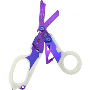 6 in 1 Multifunctional Trauma Shears Foldable with Strap Cutter | Heavy Duty Stainless Steel Emergency Response & Survival Shears With Holster | Medical Trauma shears Tactical | Purple