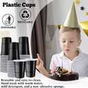 200 Pack Plastic Cups, 16 oz Black Disposable Cups, Stackable Beverage Plastic Cup Bulk for Party, Heavy Duty Drinking Party Cup for Wedding Birthday Picnic (Black)