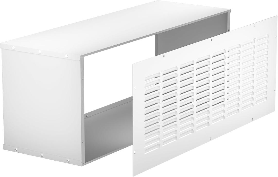 PTAC Wall Sleeve, 42.5L x 16.6W x 15" H Wall Sleeve with Exterior Ventilation Grille & Weatherproof Drain Hole, Durable Metal Sleeve for Most Packaged Terminal Air Conditioners and PTHP, White