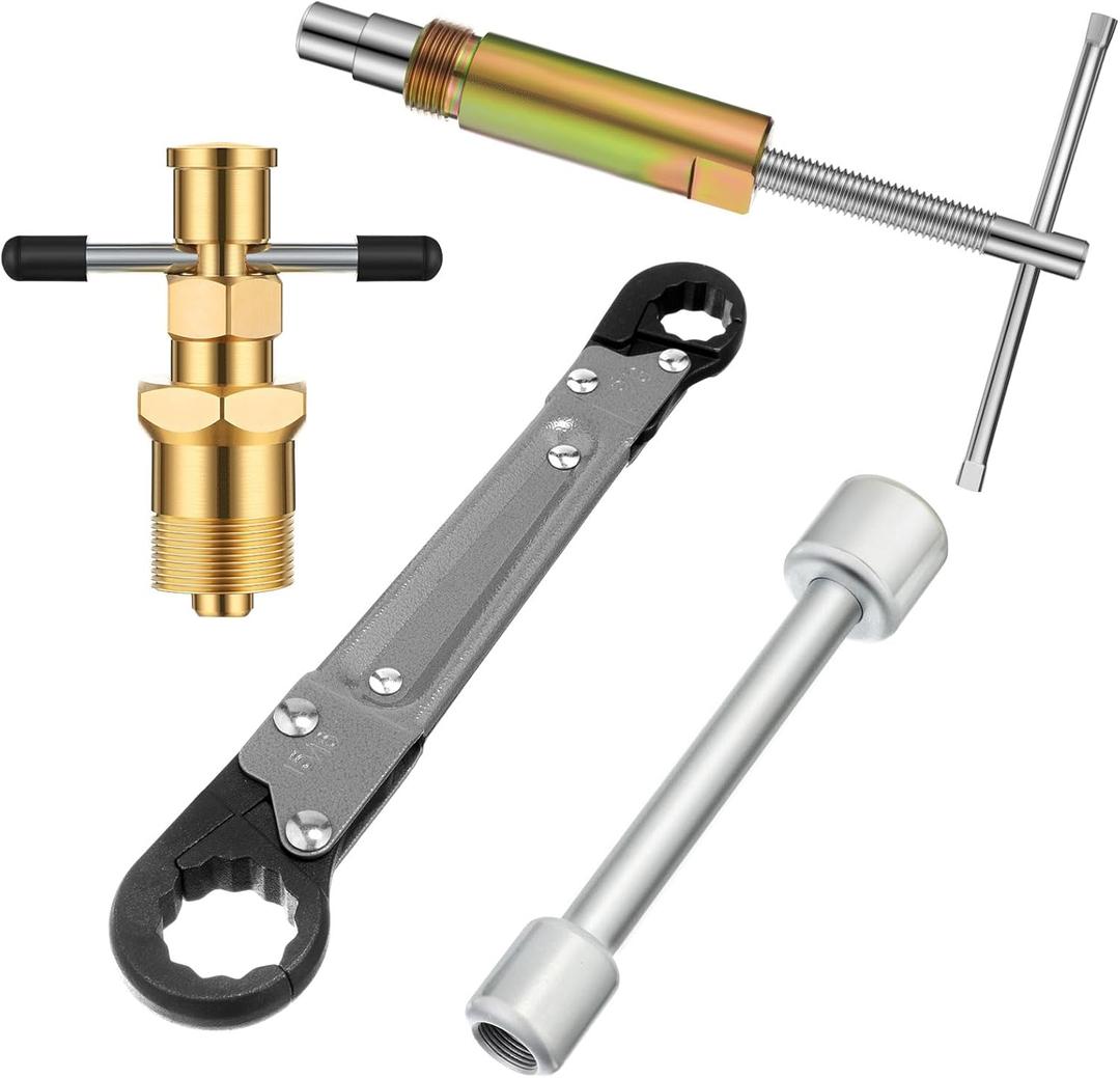 4 Pcs Angle Stop Wrench Kit Plumbing Tool, Olive Ring Removal Tool with Diameter of 1/2", 3/4", Compression Sleeve Puller for 1/2" Compression Fitting, Install Angle Stop Nut (Olive,Grey)