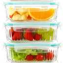 5-Packs, 36 Oz Glass Meal Prep Containers with Snap Locking Lids Glass Food Containers,Airtight Lunch Container,Microwave, Oven, Freezer and Dishwasher