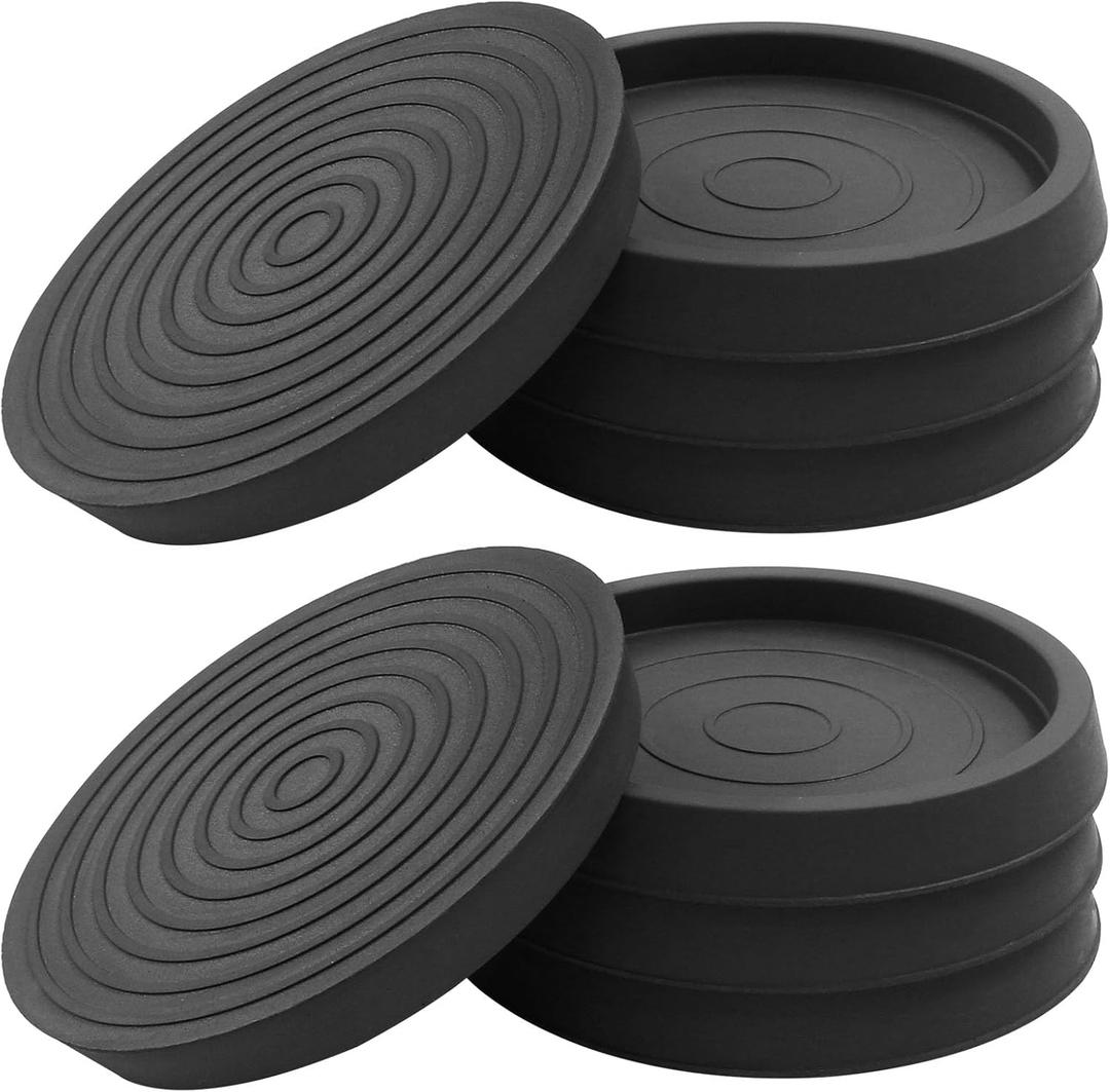 Piutouyar 2.5 Inch Round Furniture Coasters, 8 Pcs Black Rubber Caster Cups Non Slip Furniture Leg Protectors Rubber Furniture Pads for Hardwood Floors