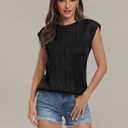 LILLUSORY Dressy Casual Blouses for Women 2026 Summer Tops Trendy Cap Short Sleeve T Shirts Cute Work Clothes (M)