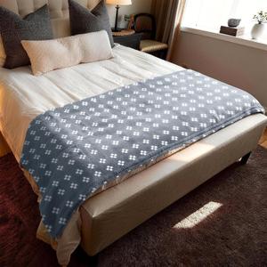 2 Layer Cozy Lightweight Muslin 100% Cotton Blanket for Bed, Couch & Sofa, Summer Bedding Coverlet with Pattern,Blue,Twin 59''x78''