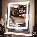 15" x13" Vanity Mirror with Lights, LED Makeup Mirror with Lights,10X Magnification Vanity Mirror with 360Rotation, 3 Color Modes Dimmable Lighted Mirror Makeup for Desk, Travel, White