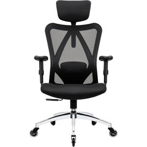 Duramont Ergonomic Office Chair - Adjustable Desk Chair with Lumbar Support and Rollerblade Wheels - High Back Chairs with Breathable Mesh - Thick Seat Cushion, Head, and Arm Rests - Reclines