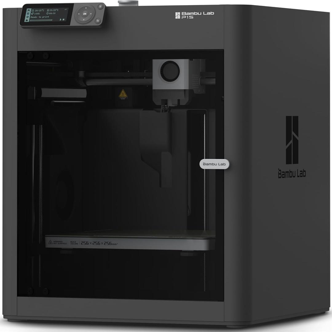 Bambu Lab P1S 3D Printer, Fully Enclosed, Support Up to 16 Colors/Multi Materials, 500mm/s Fast Printing & High Precision, CoreXY & Auto Bed Leveling, Ready-to-Use FDM 3D Printers Large Print Size