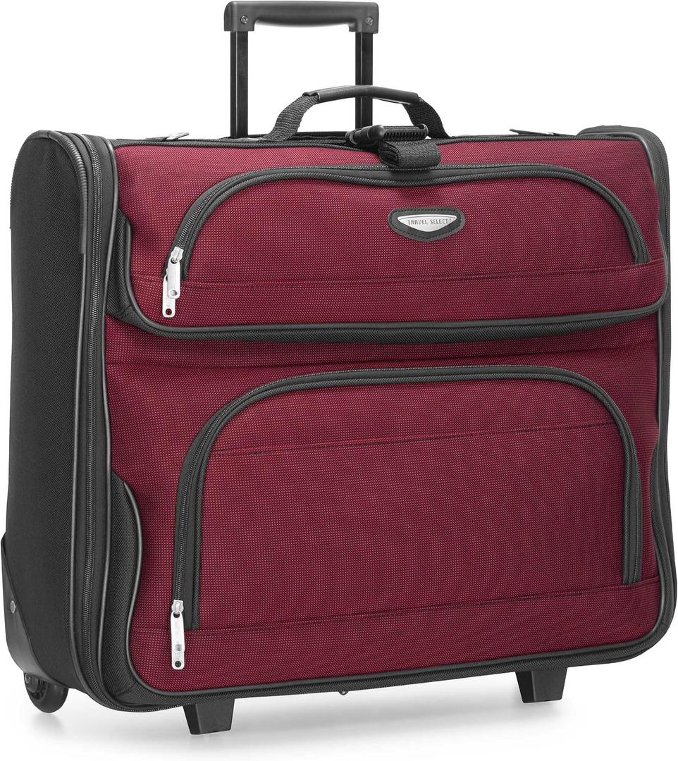Travel Select Amsterdam Business Rolling Garment Bag, Softside Expandable Rolling 2-Wheeled Suit Carrier, Red, One Size