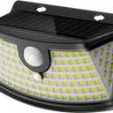Aootek New Solar Motion Sensor Lights 120 LEDs with Lights Reflector,270 Wide Angle, IP65 Waterproof, Step Lights for Front Door, Yard, Garage, Deck (Black, Daylight White, 1-Pack)