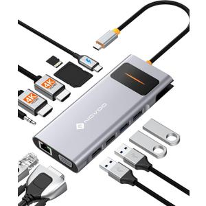  NOVOO USB C Docking Station Dual Monitor HDMI for Dell HP Laptop Type USB C Hub Multiport Adapter Thunderbolt 3 Dongle to 2 HDMI 4K Ethernet 4 USB PD SD TF Audio for Lenovo Surface 12 In 1 