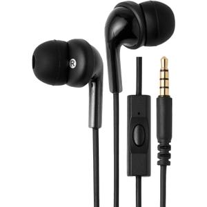 Amazon Basics Wired Earbuds with Microphone, In-Ear Headphones, 3.5mm Jack, High Definition Sound, Secure Fit, 4.2 ft Cable, S/M/L Ear Tips, Black