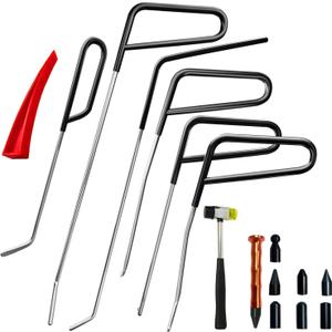 Paintless Dent Repair Rods, 17 Pcs Dent Removal Rods, Rod Tip Repair Kit Professional Hail Car Dent Repair Kit for Minor Dents, Door Dings and Hail Damag (Professional & DIY Use)