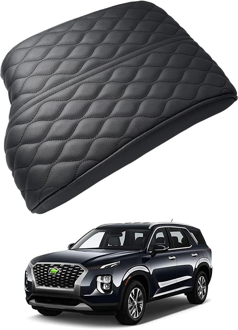 Autorder Center Console Cover for Hyundai Palisade 2020 2021 2022 2023 2024 2025 2026 Accessories Armrest Cover Anti-Scratch Middle Console Pad Leather Armrest Cushion Protector Black