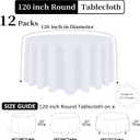 12 Pack White Round Tablecloth 120 Inch White Table Cloth Stain and Wrinkle Resistant Reusable and Washable Polyester Fabric Table Covers for Buffet Wedding Party and Banquet
