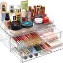 ZHIAI stackable storage drawers, acrylic storage rack, cosmetics and beauty products organizer, suitable for makeup room, bathroom, pantry, home bedroom storage