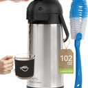Coffee Carafe Airpot & Cleaning Brush - 101oz / 3L Airpot 12 Hours Hot Water Dispenser or 36 Hours Cold Drink Dispenser with Pump - Easy Dispensing Coffee Carafes for Keeping Hot Extra Large - Cresimo