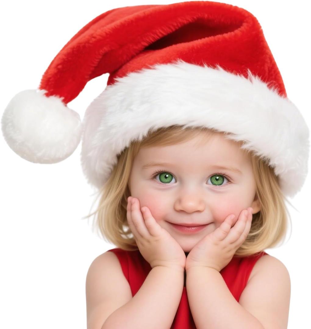 Santa Hat Toddler Kids Girls Xmas Hats Velvet Christmas Santa Claus Hat New Year Festive Holiday Party Supplies