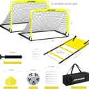 Pro-Grade Kids Backyard Soccer Goal, Tear-Resistant 5-Layer Polyester Soccer Net & 10mm Poles for Maximum Durability, 6x4ft, Pop Up Portable Soccer Training Equipment Set with Size 4 Ball
