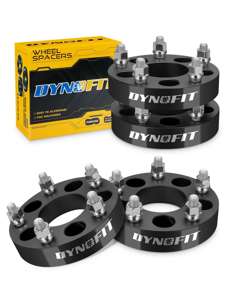 Dynofit 5x4.5 to 5x5 Wheel Adapters 1.25" 4Pcs for Jeep Jk Wk Wj Xk Wheels on Tj Yj Kk Xj Mj Kj Zj, 5x114.3mm to 5x127mm Forged Conversion Wheel Lug Adapter 1/2" Thread, Bolts Pattern Changed Spacers