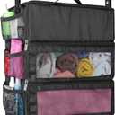 esouler Suitcase Organizer, Travel Luggage Organizer hanging packing cubes for travelportable hanging travel shelves Collapsible closet organizer for Carry-on (Black, Medium)