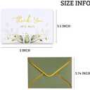 Winoo Design 100 PK Luxurious Gold Thank You Cards with Envelopes Bulk Sage Green - 5x3.5 Inches Wedding Thank You Notes Baby Shower Greenery Bridal Shower Small Business