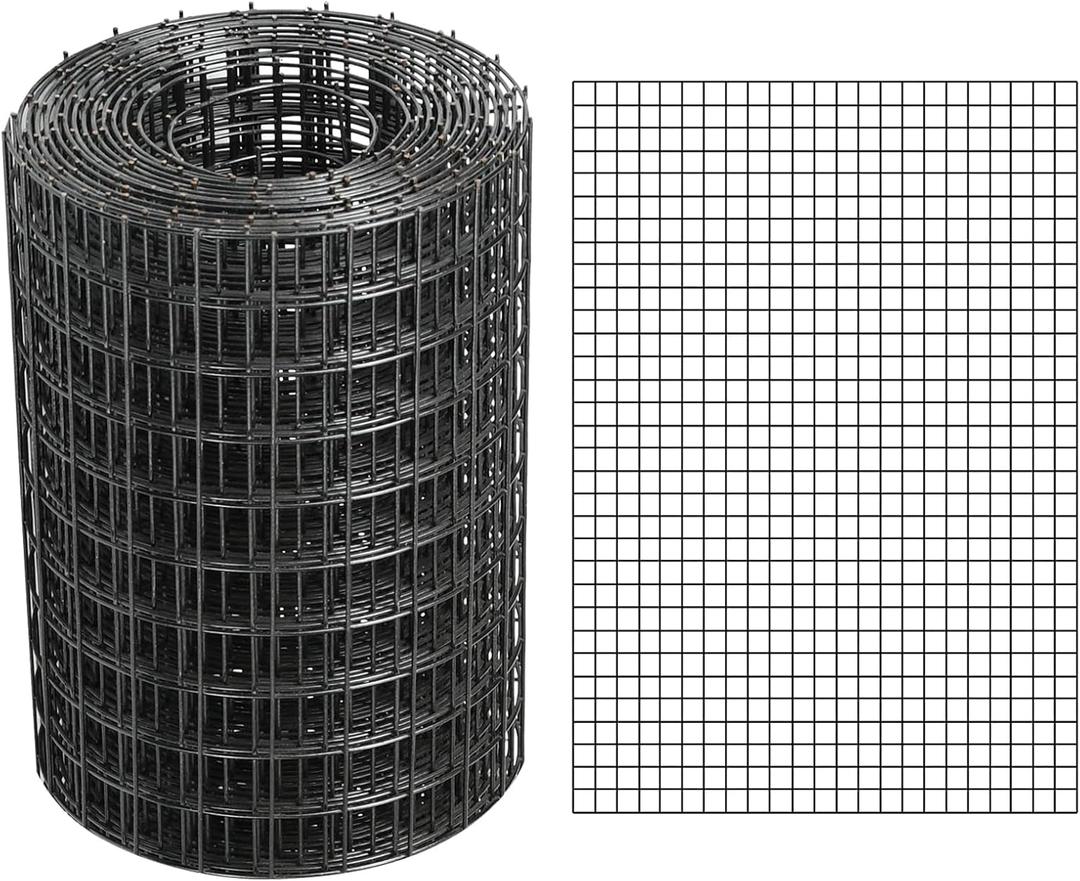 Black Hardware Cloth PVC Steel Vinyl Coated Galvanized Wire Mesh Roll Chicken Wire Fence Roll, for coop Fences,Screen mesh, Rabbit/Snake Fences, Poultry enclosures, etc. (19(GA)-1/2inch, 4In x 20Ft)