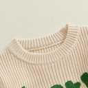 Nibbcoa Newborn Baby Boy St Patricks Day Outfit Lucky Boy Embroidery Knit Sweater Romper Long Sleeve Knitted Bodysuit (S-Apricot, 3-6 Months)