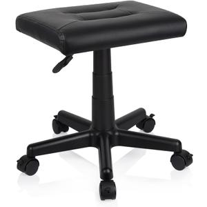 Under Desk Adjustable Height Footrest Ottoman with Wheels - Ergonomic Foot Stool for Home Office (Black-1)
