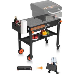 Portable Blackstone Griddle Stand, Folding Grill Table with Wheels for 17/22 Inch Blackstone Griddles, Ninja Grills, Pizza Oven, 31''x17''Grill Cart with Magnetic Tool Holder for Tailgating, Camping