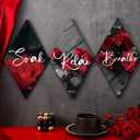 Jetec 4 Pcs Bathroom Decor Wall Art Relax Soak Unwind Breathe Wooden Sign Hanging Bathroom Decor for Bedroom Living Room Office Farmhouse Decorations(Rose)