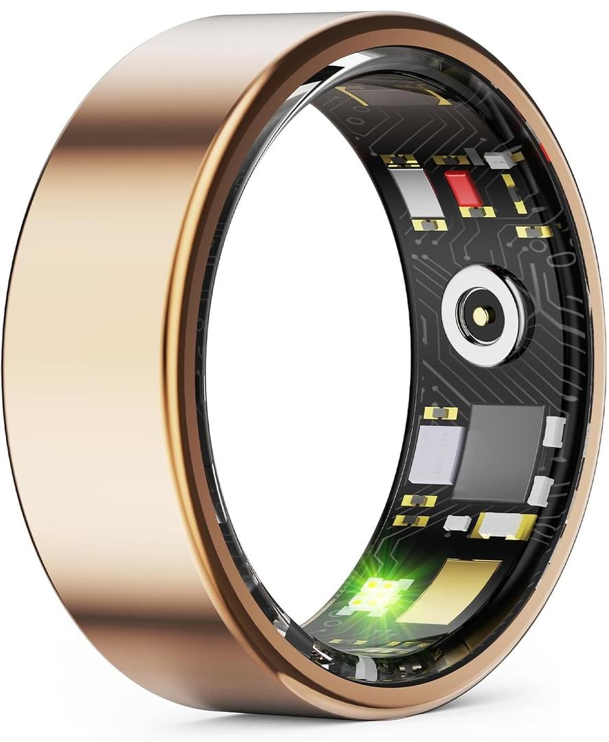 Smart Ring for Women & Men, Health Tracker Ring, Fitness Tracker Ring Blood Pressure,Temperature, Heart Rate, SpO2, HRV & Stress, IP68 Waterproof, Sleep Tracker, No App Fee (Rose Gold, 6)