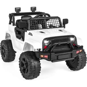 Best Choice Products 12V Kids Ride On Truck Car w/Parent Remote Control, Spring Suspension, LED Lights, AUX Port - White